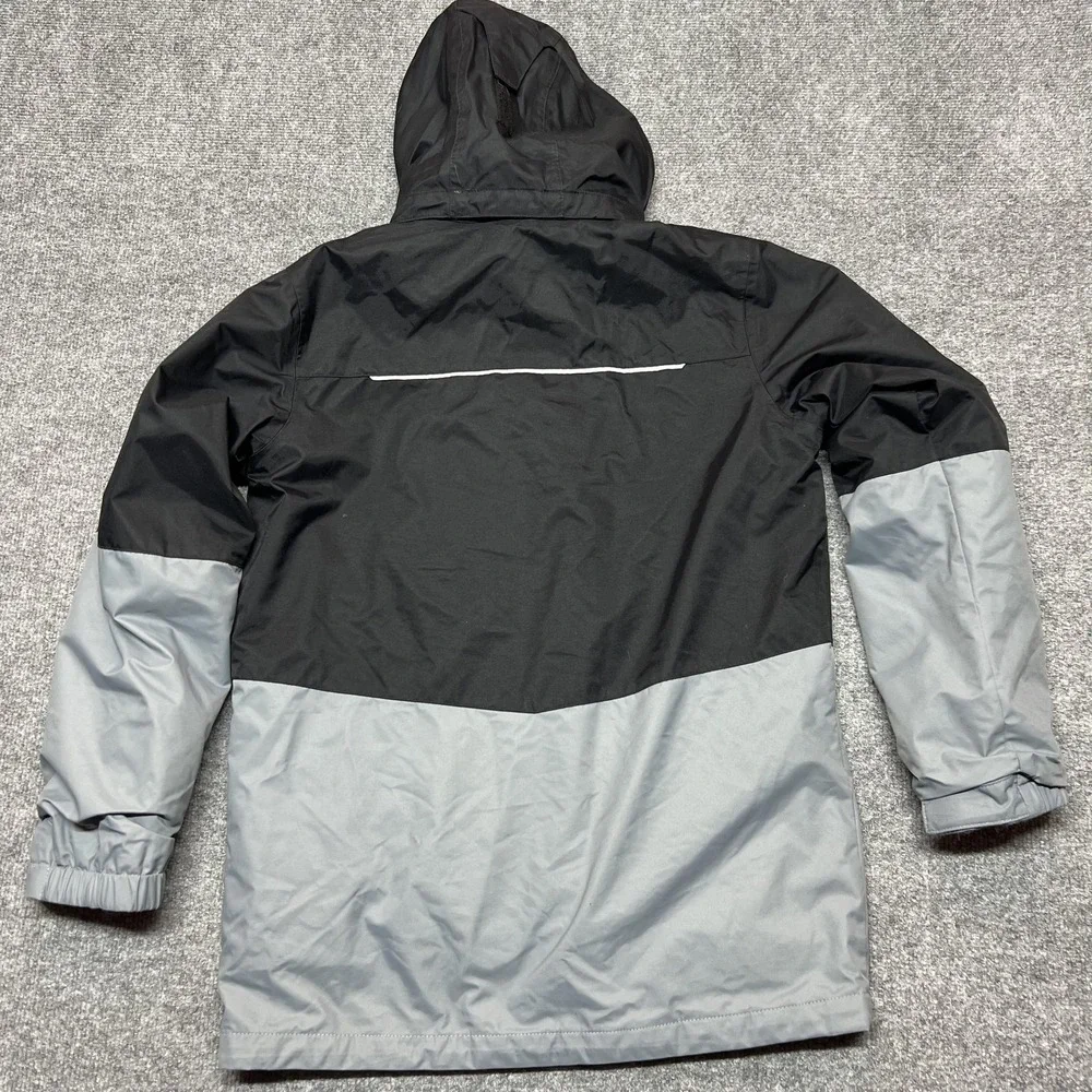 Columbia Jacket Youth Large 14/16 Black Gray Interchange Omni-Heat Hooded Winter